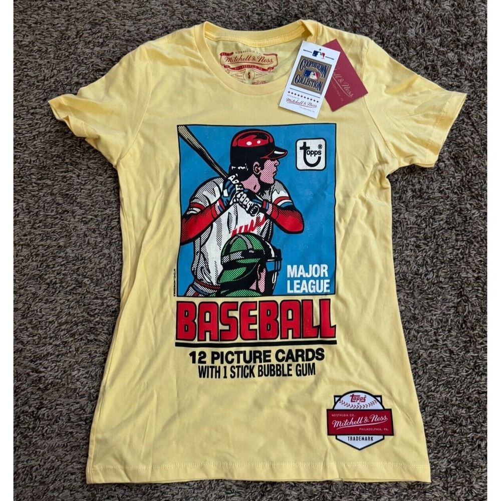 NEW Mitchell & Ness 1979 Topps Baseball Wax Wrapper Collab Women's T-Shirt Small